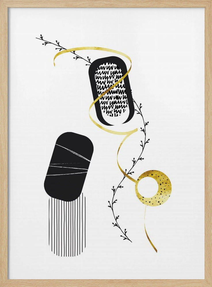 Black & White Abstract No. 1 | gold Poster